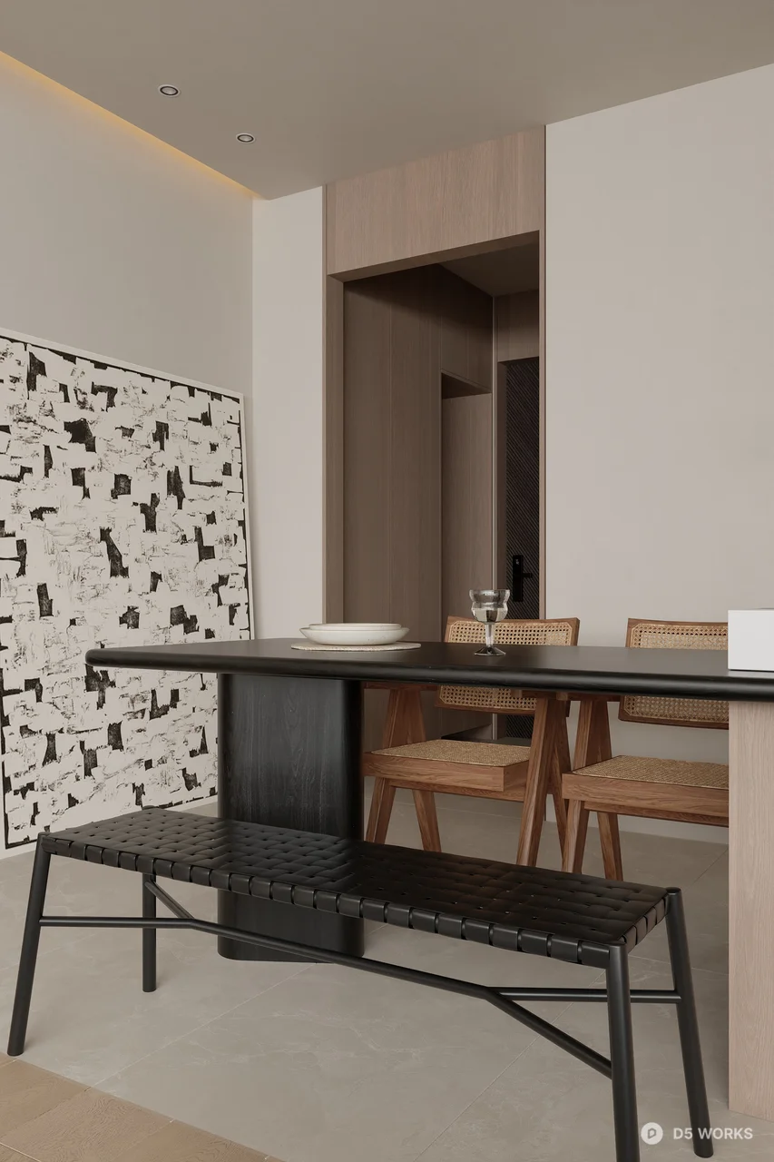 Minimalist Open Plan Dining Kitchen 3d model thumbnail 4