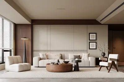 Minimalist Living Room with Neutral Tones 3d model