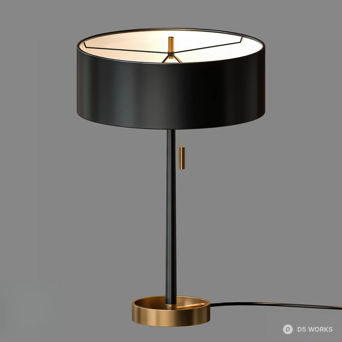 Minimalist Black And Brass Table Lamp 3d model - Image 1