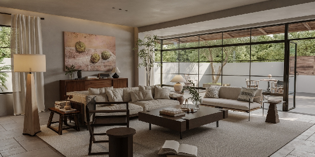 Industrial Wabi-Sabi Villa Living Room