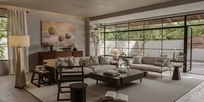 Minimalist Villa Living Room with Neutral Tones 3d model