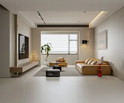 Minimalist Living Room with Neutral Tones 3d model
