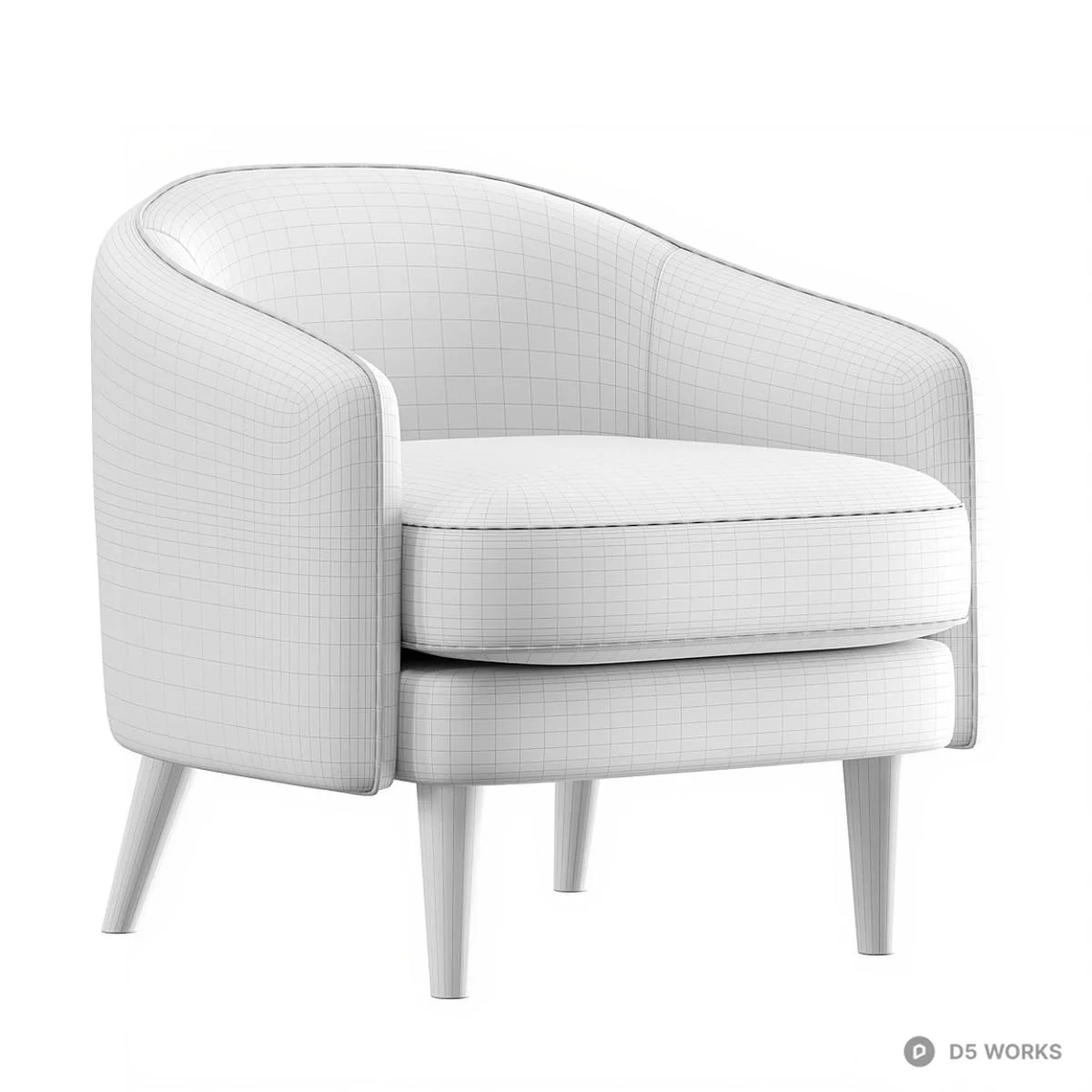 Textured Upholstered Armchair 3d model thumbnail 2