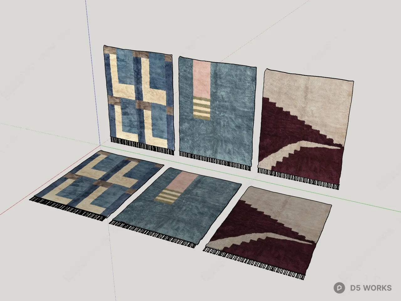 Mid Century Modern Rug 3d model thumbnail 2