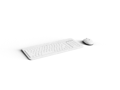 Minimalist White Keyboard And Mouse Set 3d model