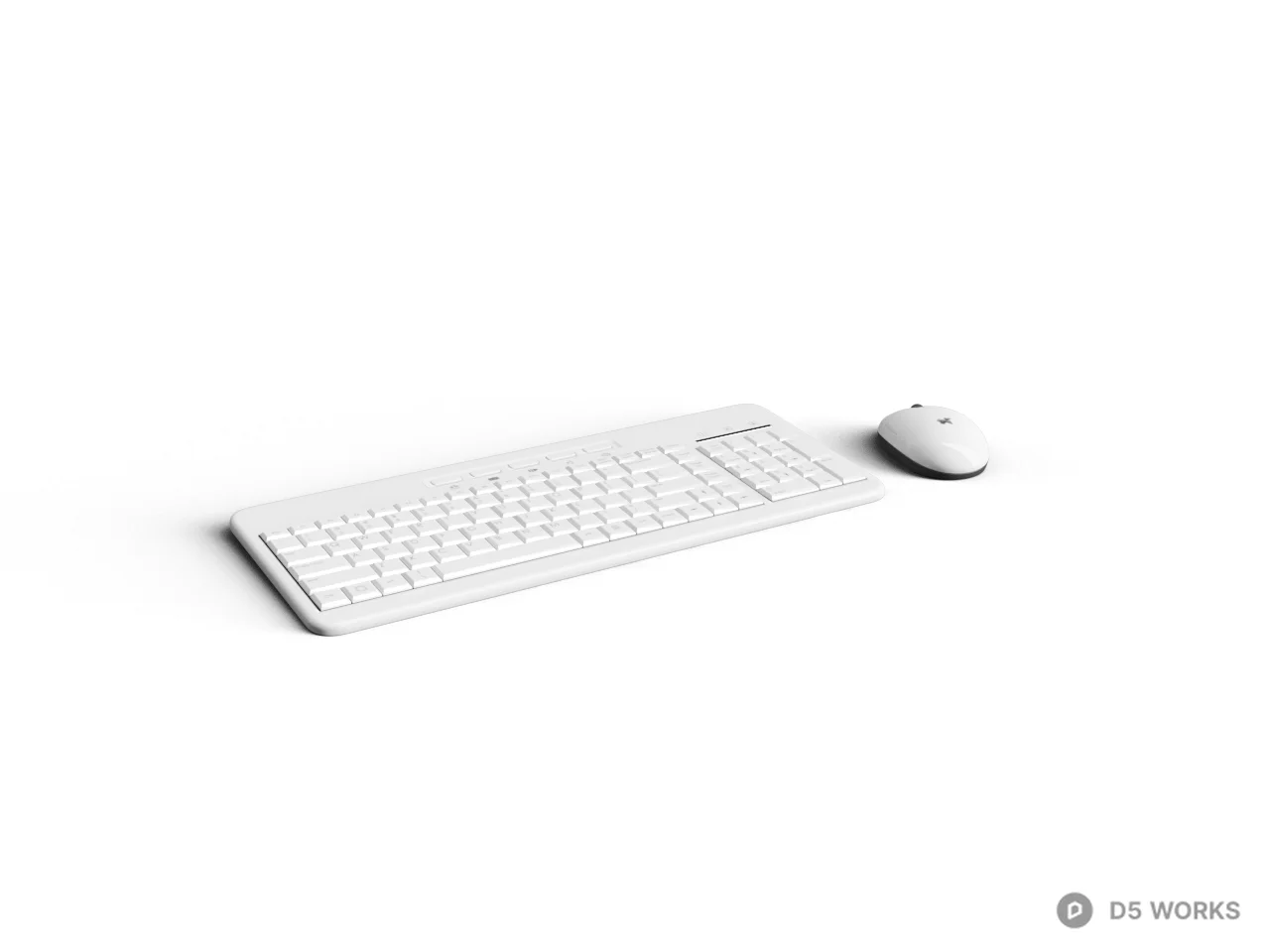 Minimalist White Keyboard And Mouse Set 3d model - Image 1