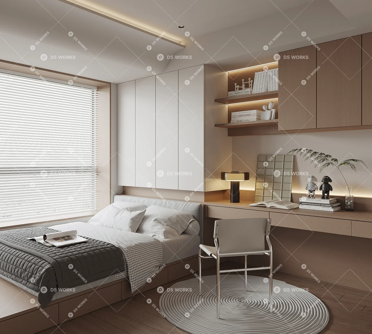 Minimalist Tatami Bedroom with Integrated Storage 3d model - Image 1