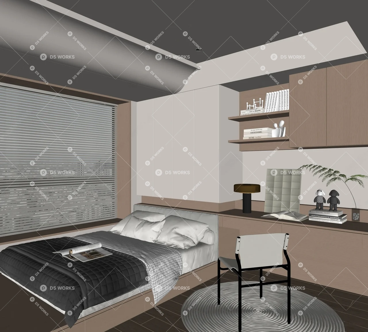 Minimalist Tatami Bedroom with Integrated Storage 3d model thumbnail 2