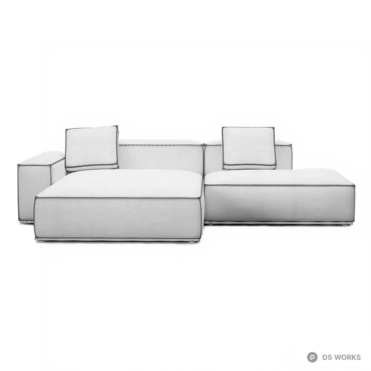 Modular Sectional Sofa With Wooden Base 3d model thumbnail 3