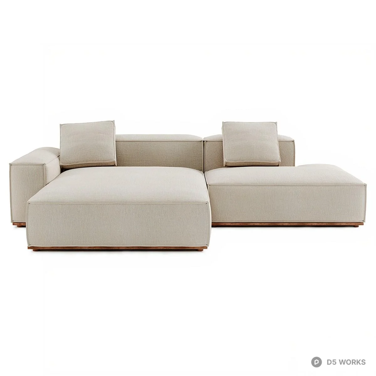 Modular Sectional Sofa With Wooden Base 3d model thumbnail 2