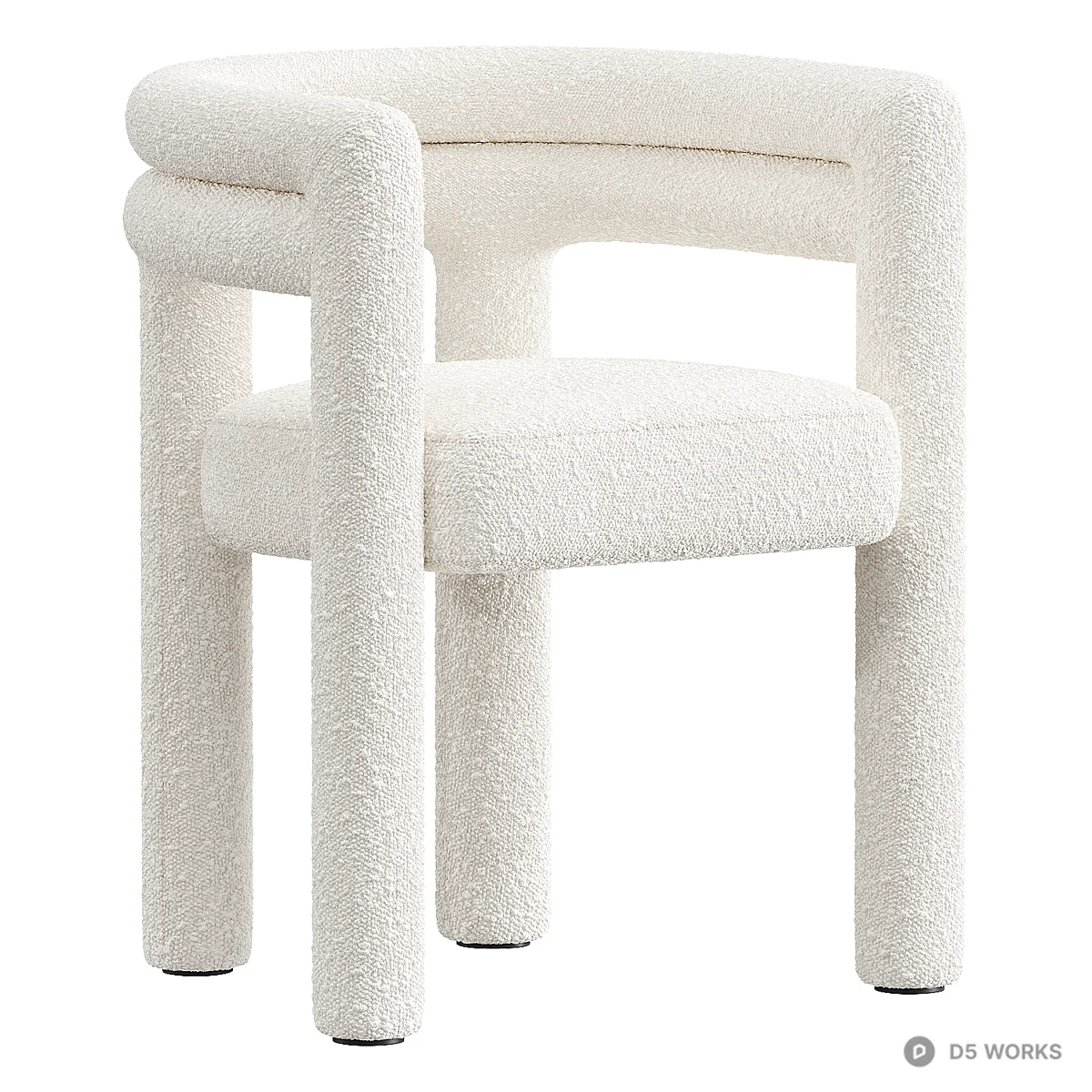 Velvet Upholstered Tubular Frame Armchair 3d model thumbnail 2
