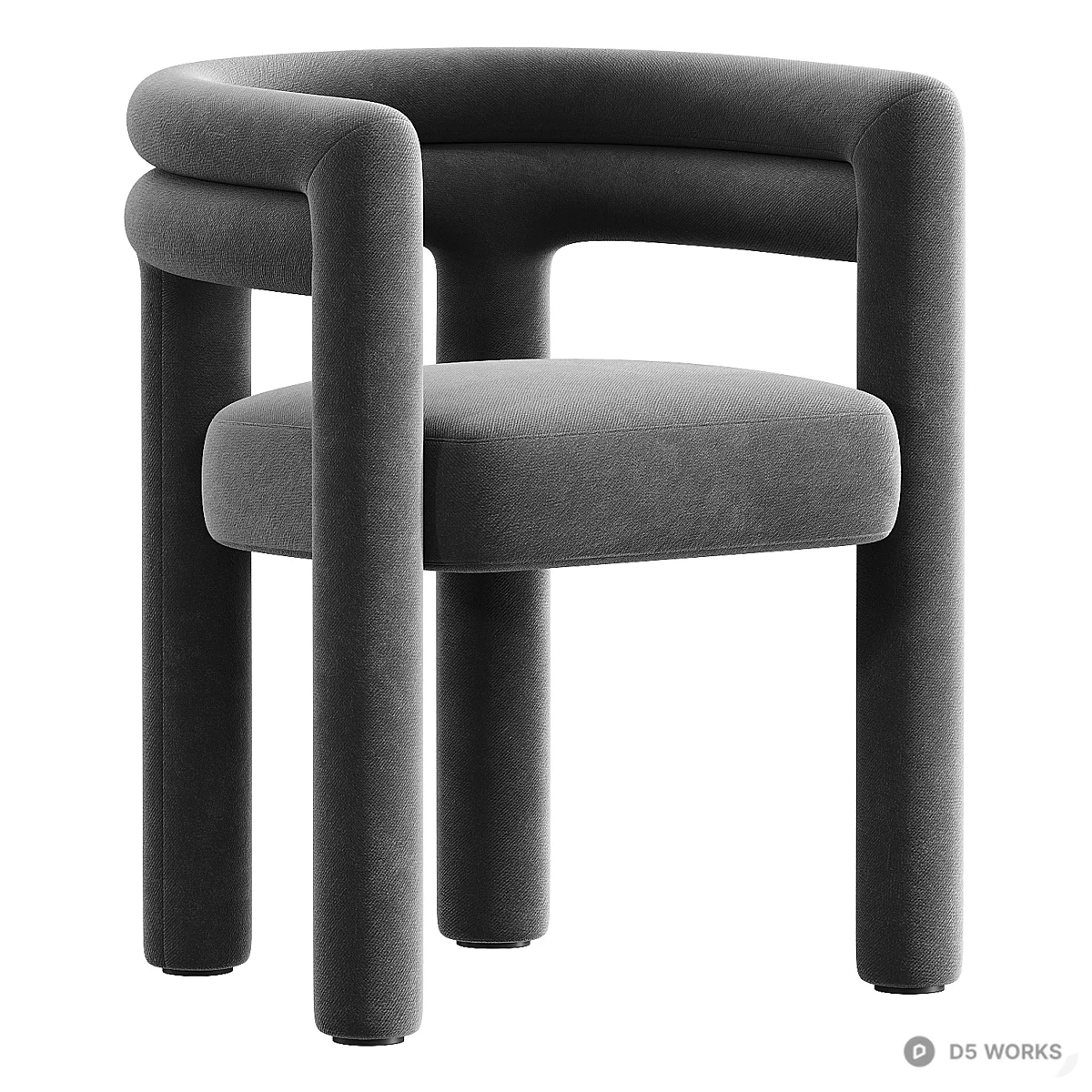 Velvet Upholstered Tubular Frame Armchair 3d model thumbnail 4