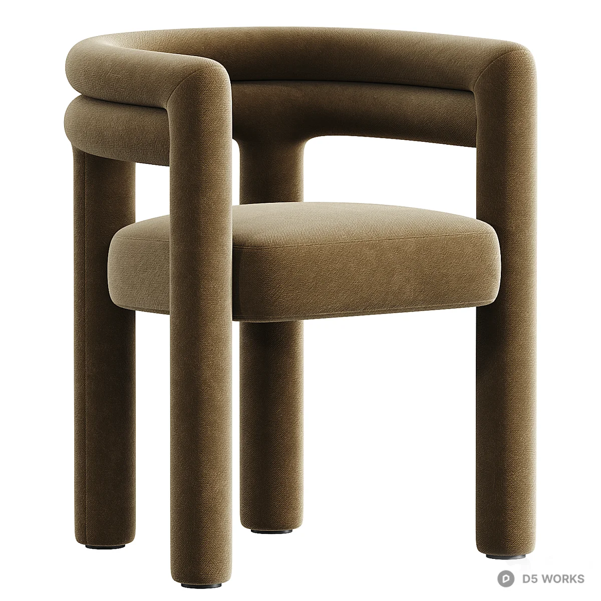 Velvet Upholstered Tubular Frame Armchair 3d model - Image 1