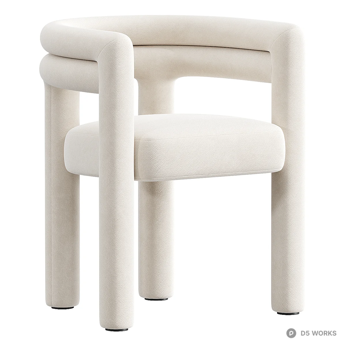 Velvet Upholstered Tubular Frame Armchair 3d model thumbnail 3