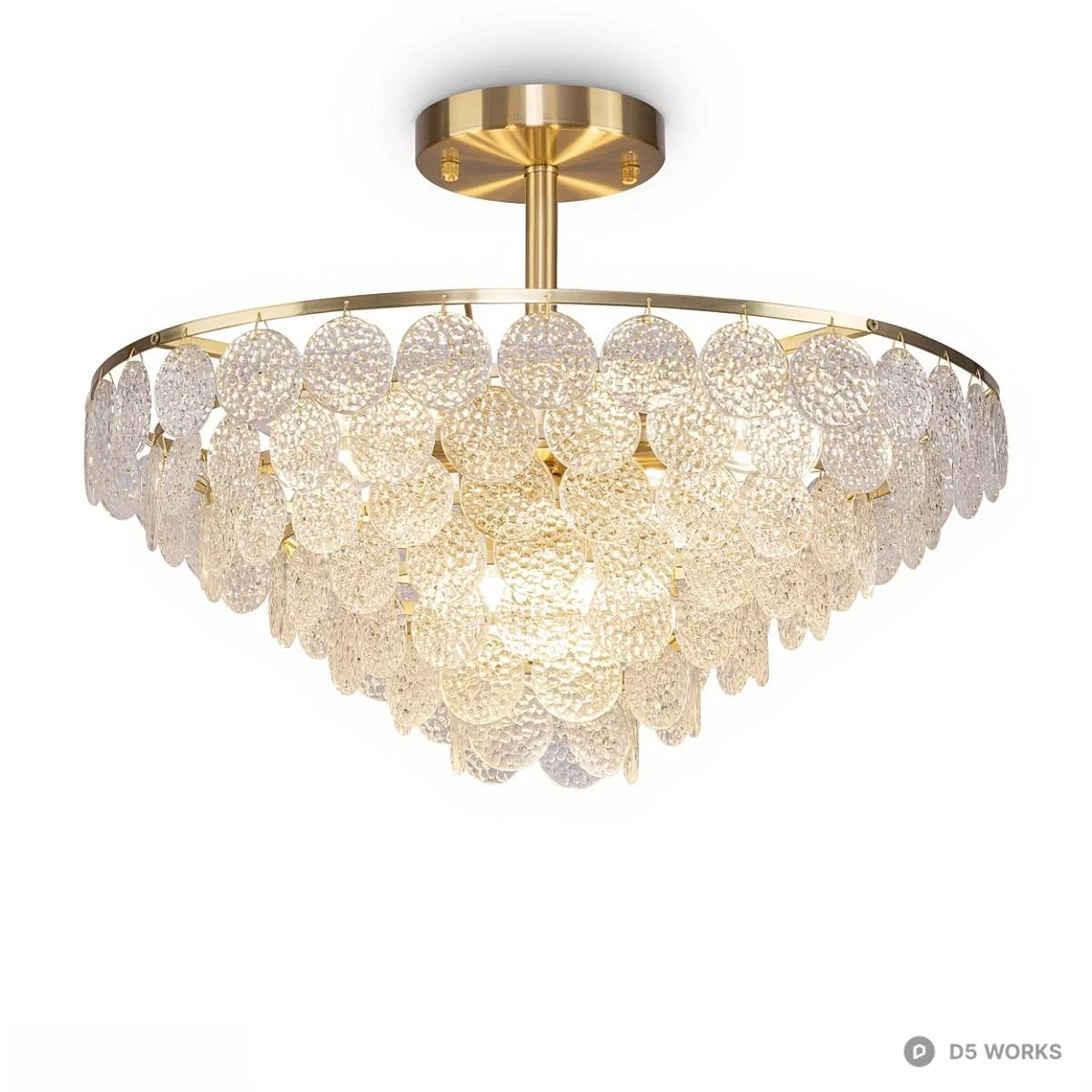 Brass Frame Crystal Bead Chandelier 3d model thumbnail 2