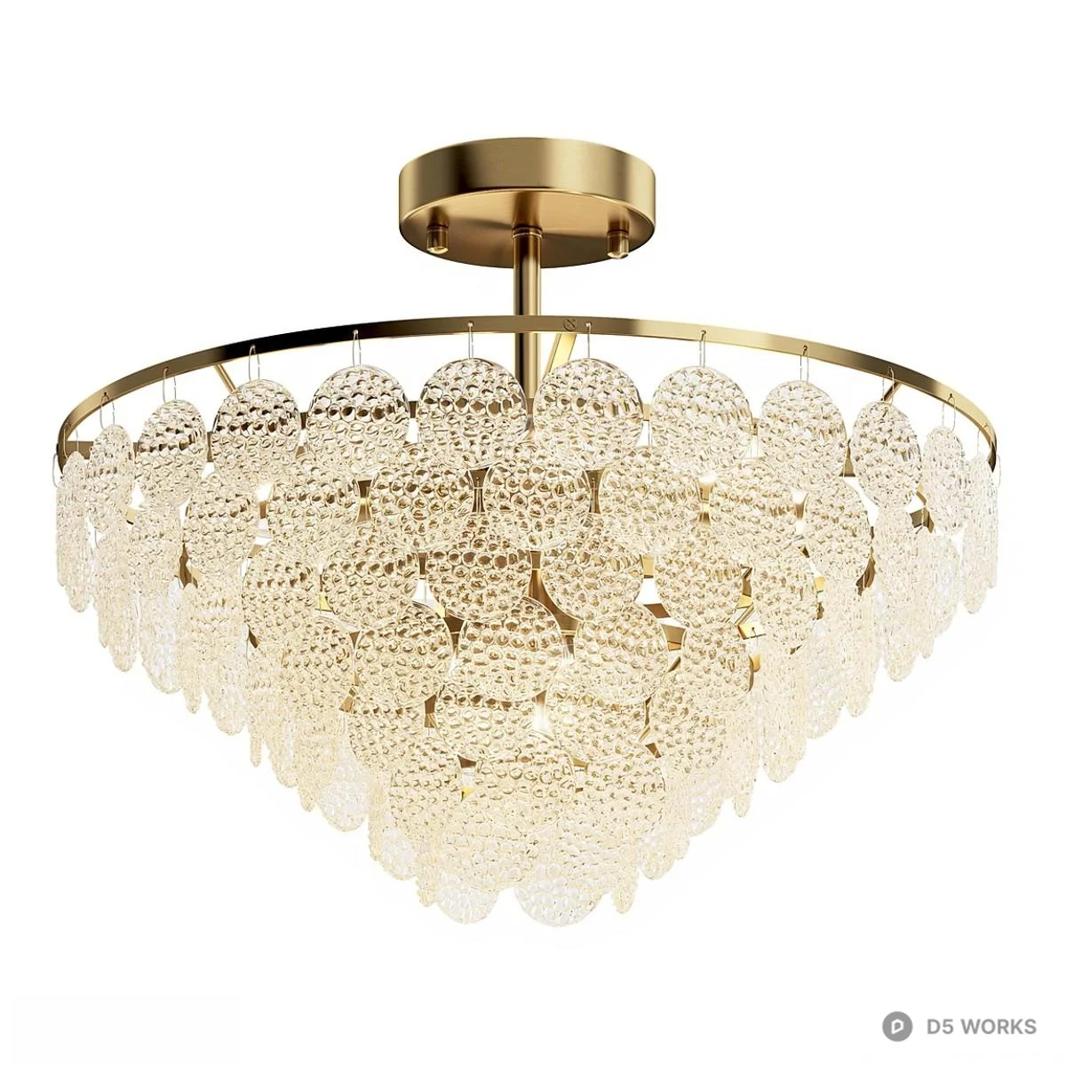 Brass Frame Crystal Bead Chandelier 3d model - Image 1