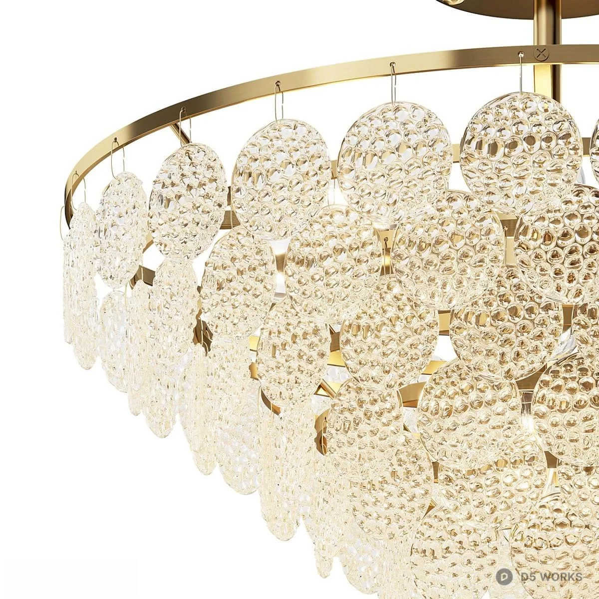 Brass Frame Crystal Bead Chandelier 3d model thumbnail 3
