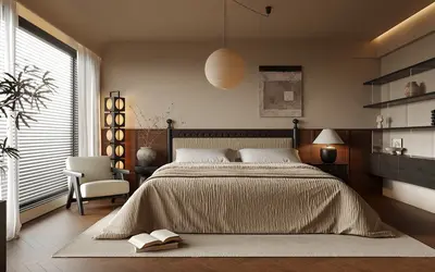 Minimalist Japanese Style Bedroom with Ambient Lighting 3d model