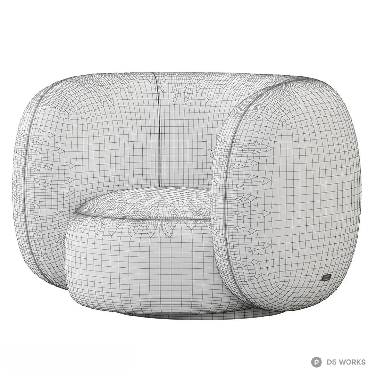 Organic Form Gray Fabric Single Sofa 3d model thumbnail 4