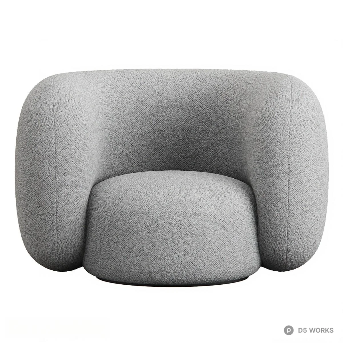 Organic Form Gray Fabric Single Sofa 3d model thumbnail 2