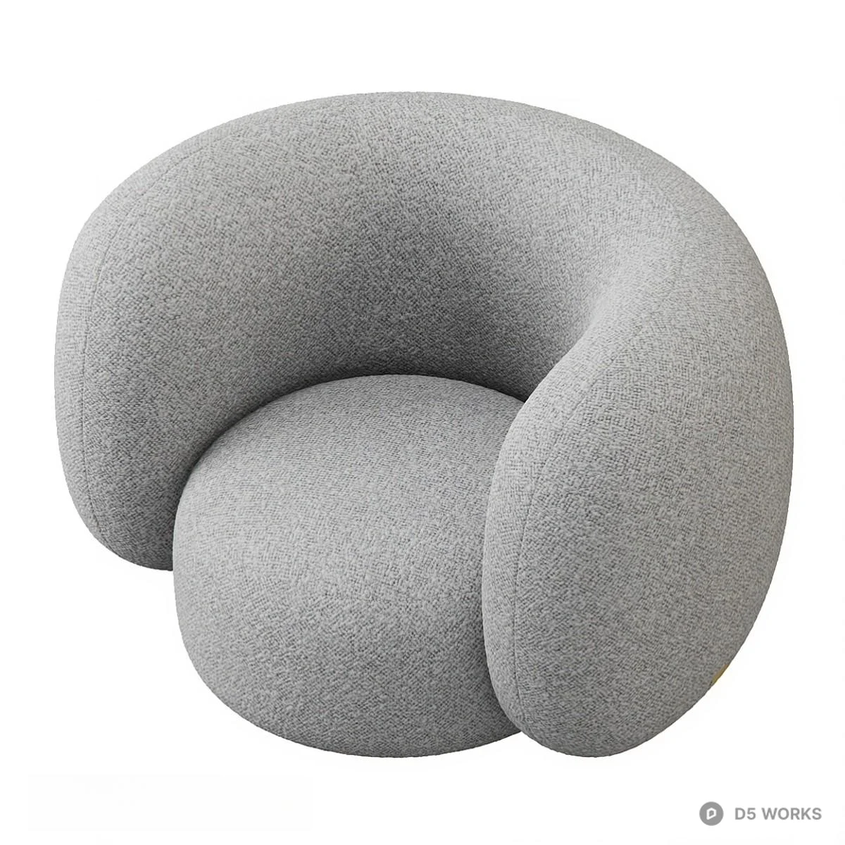 Organic Form Gray Fabric Single Sofa 3d model thumbnail 3