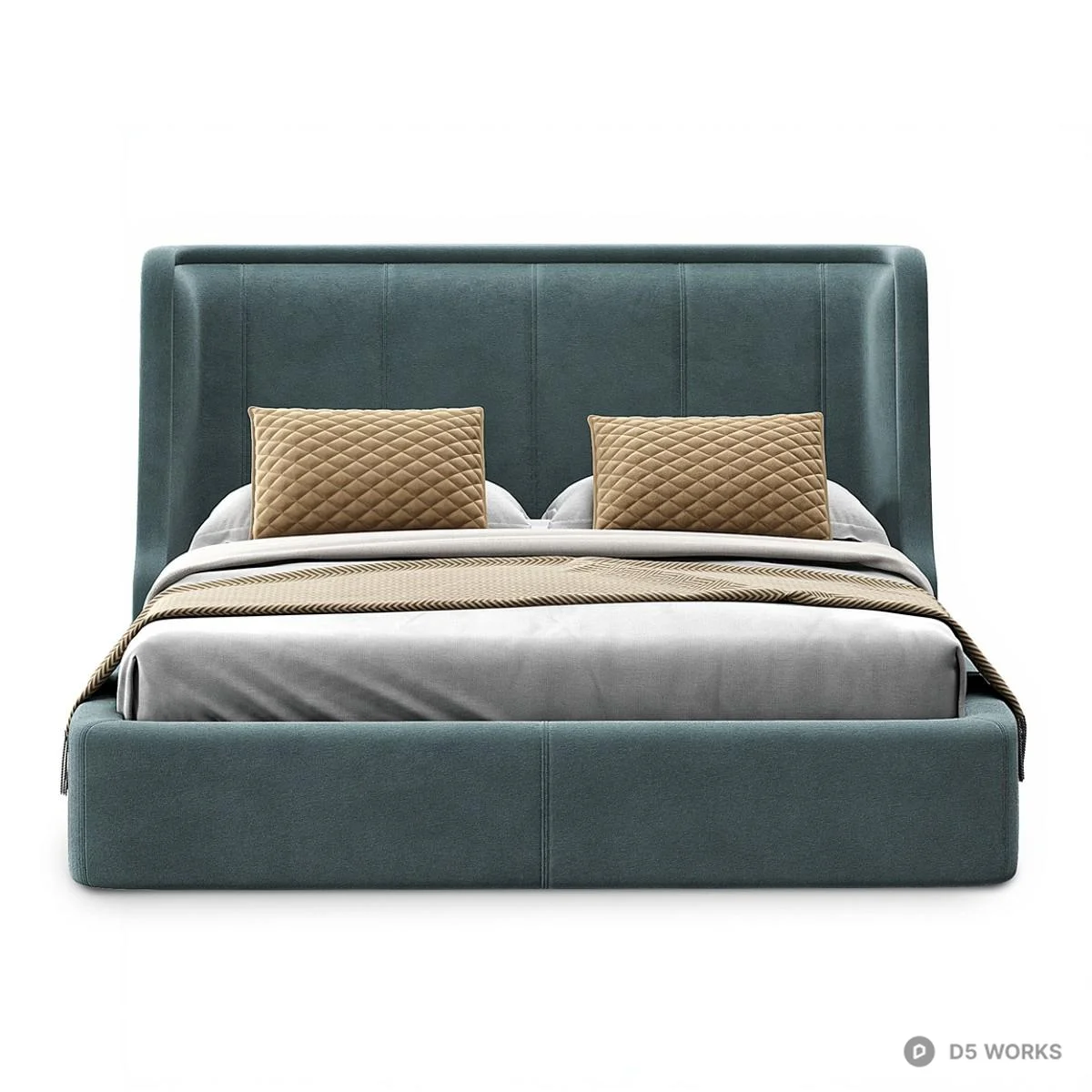 Upholstered Tufted Double Bed 3d model thumbnail 2