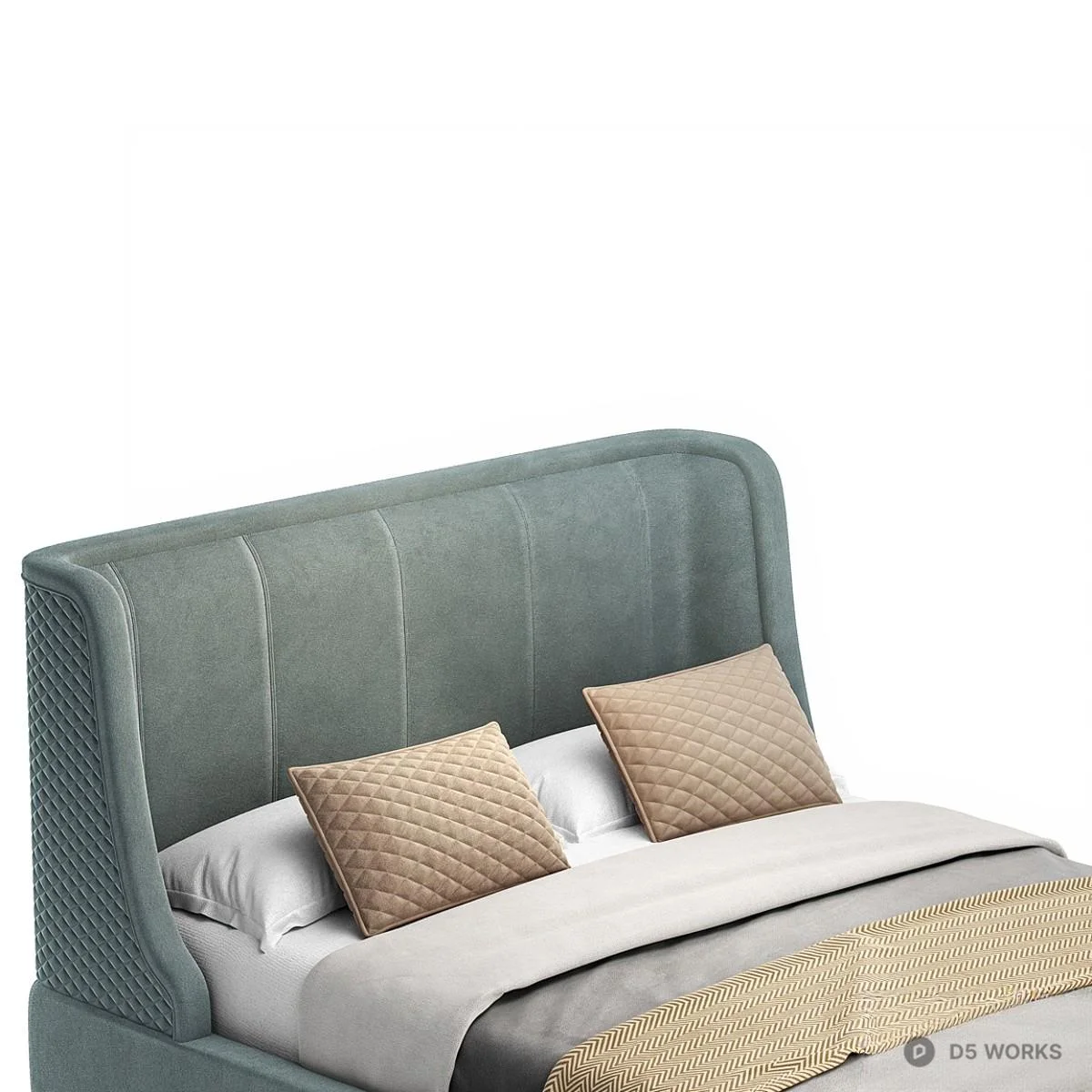 Upholstered Tufted Double Bed 3d model thumbnail 5