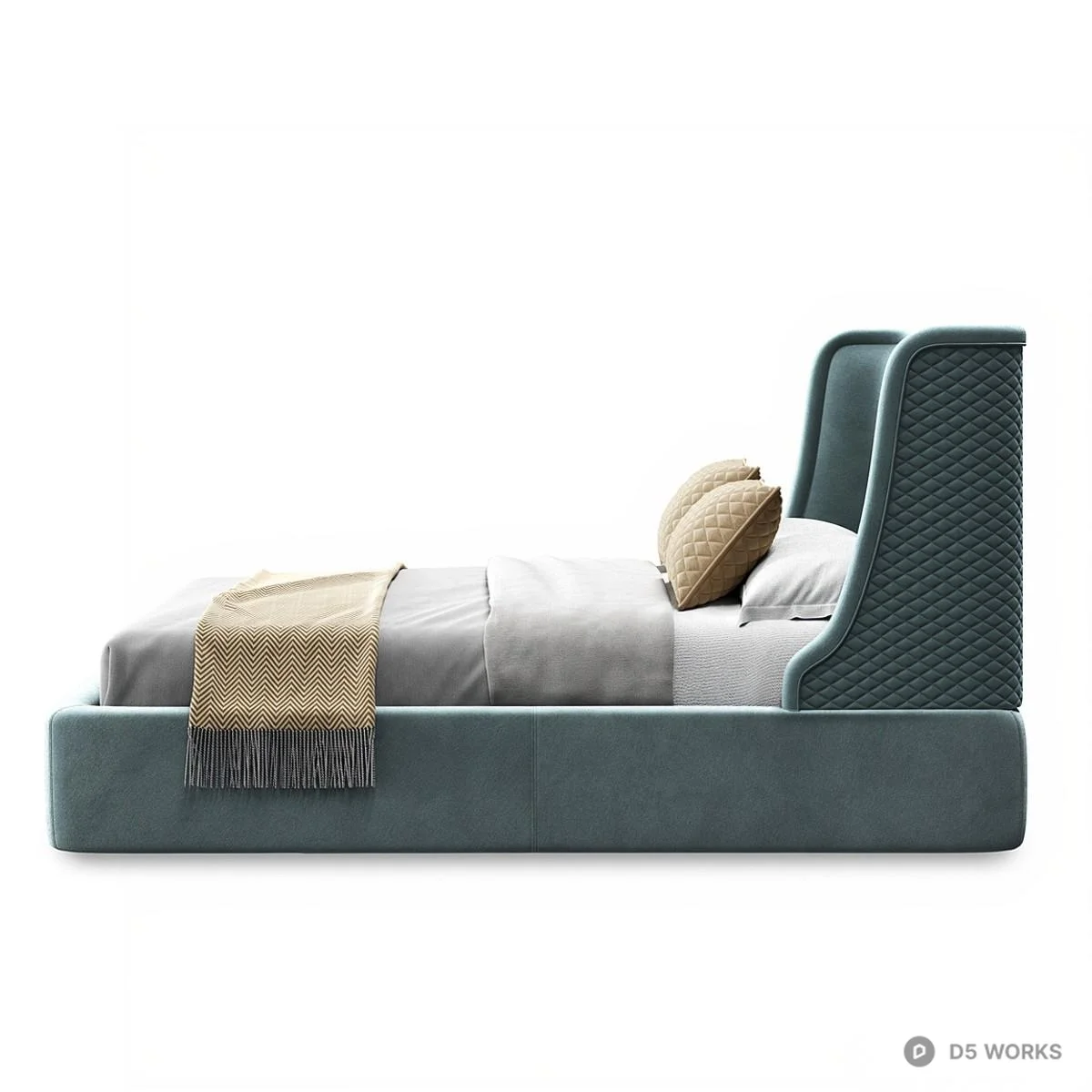 Upholstered Tufted Double Bed 3d model thumbnail 3