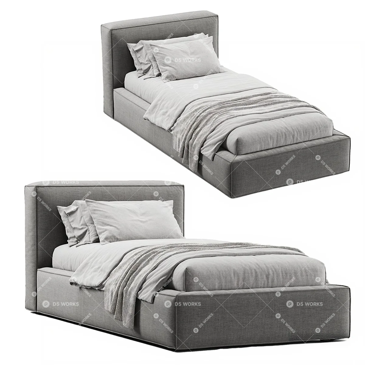 Single Bed 3d model thumbnail 2