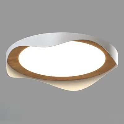 Organic Shape Wood Trim Flush Mount Light 3d model