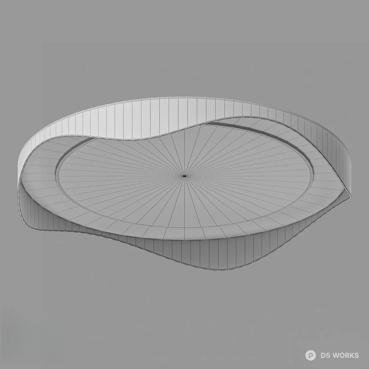 Organic Shape Wood Trim Flush Mount Light 3d model thumbnail 2