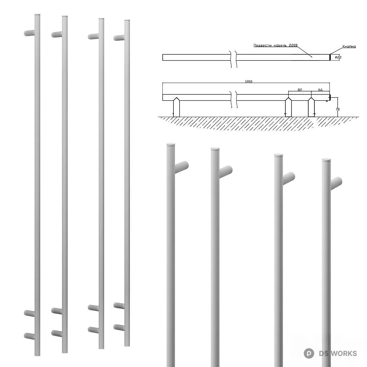 Minimalist Towel Rack 3d model thumbnail 2