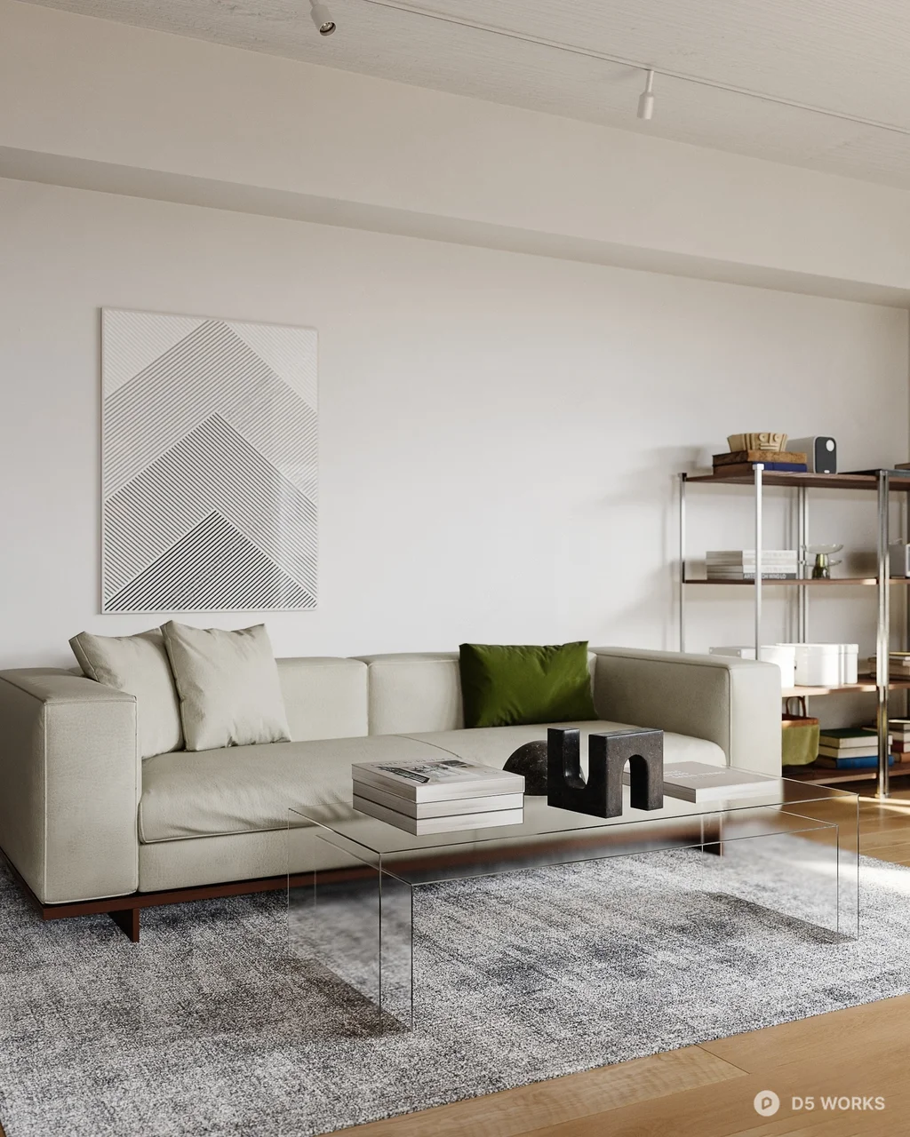 Modern Open Plan Living Dining Space 3d model thumbnail 2