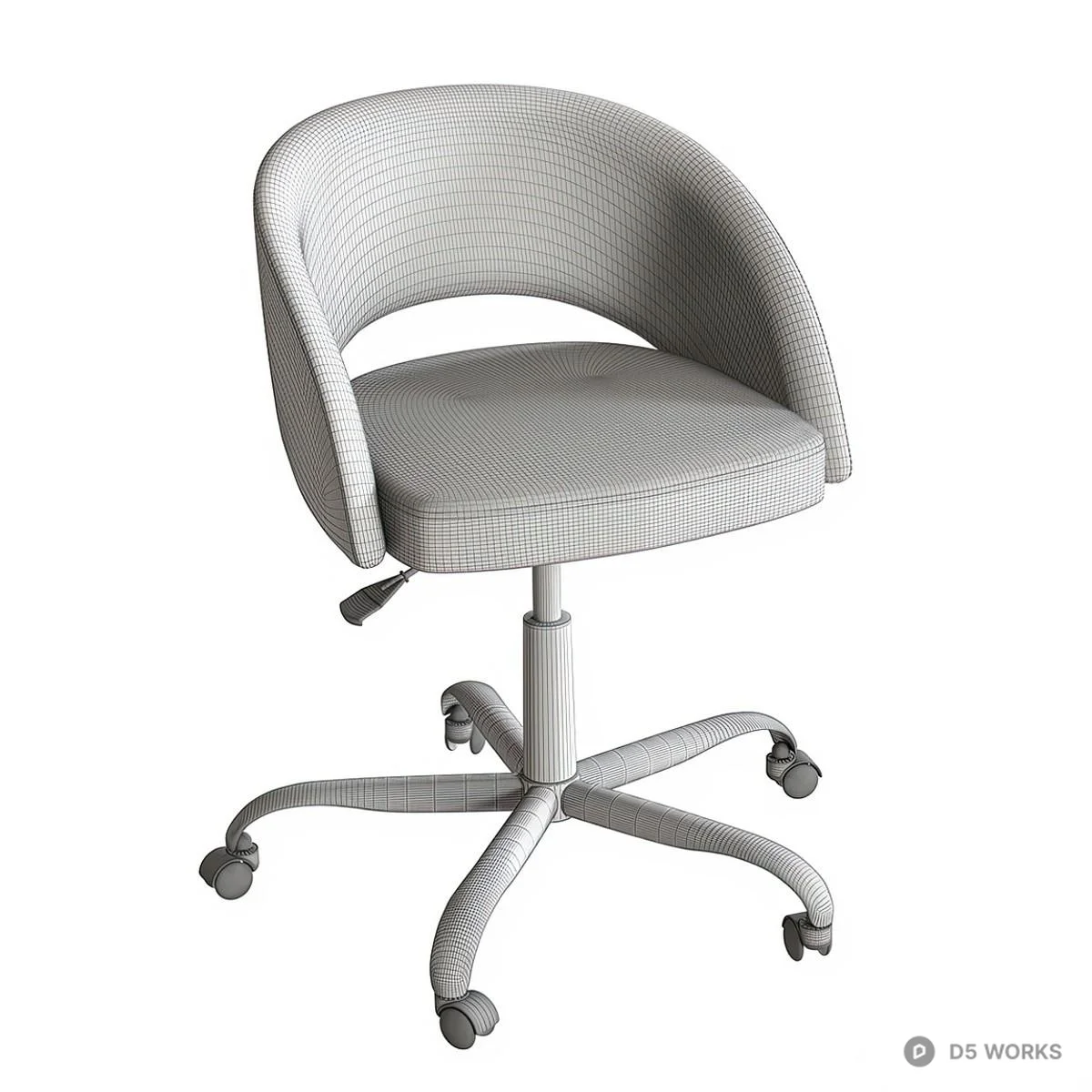 Velvet Upholstered Office Chair 3d model thumbnail 5