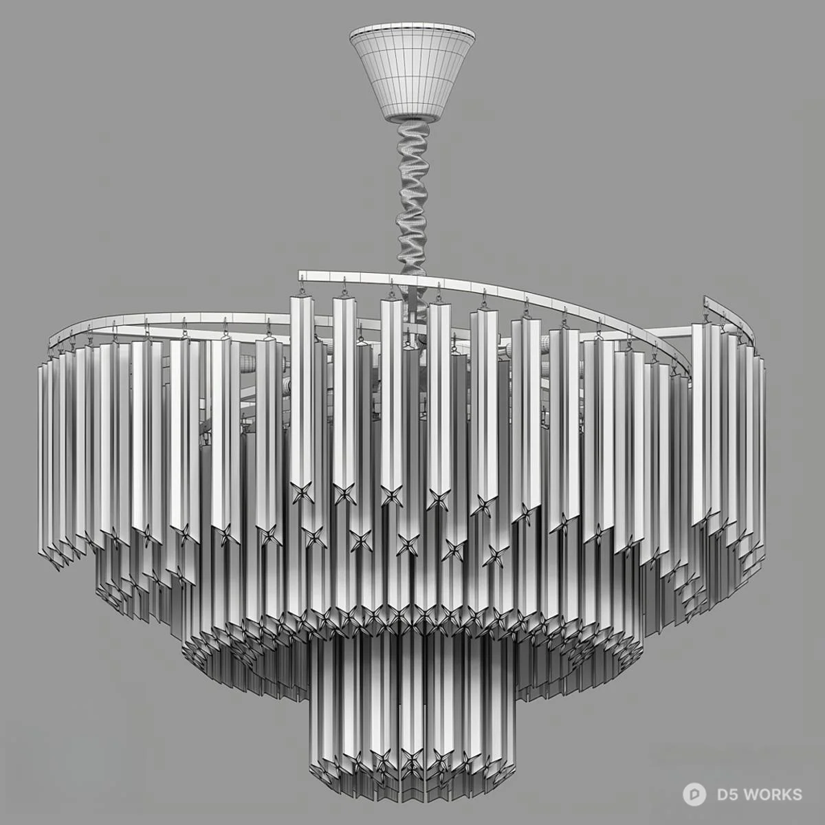 Crystal Tiered Chandelier With Gold Frame 3d model thumbnail 2