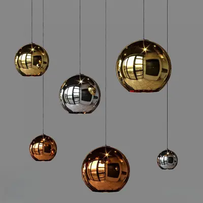 Spherical Mirror Finish Pendant Lights 3d model