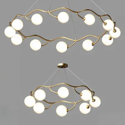 Organic Wave Pendant Light With Frosted Glass Spheres 3d model