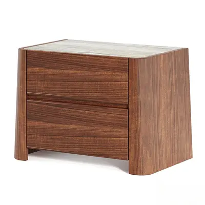 Wooden Two-Drawer Bedside Cabinet 3d model