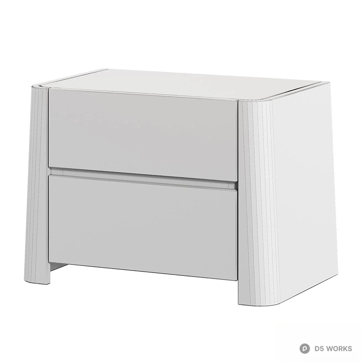 Wooden Two-Drawer Bedside Cabinet 3d model thumbnail 3