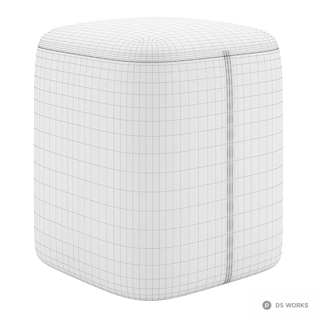 Houndstooth Pattern Fabric Stool 3d model thumbnail 3