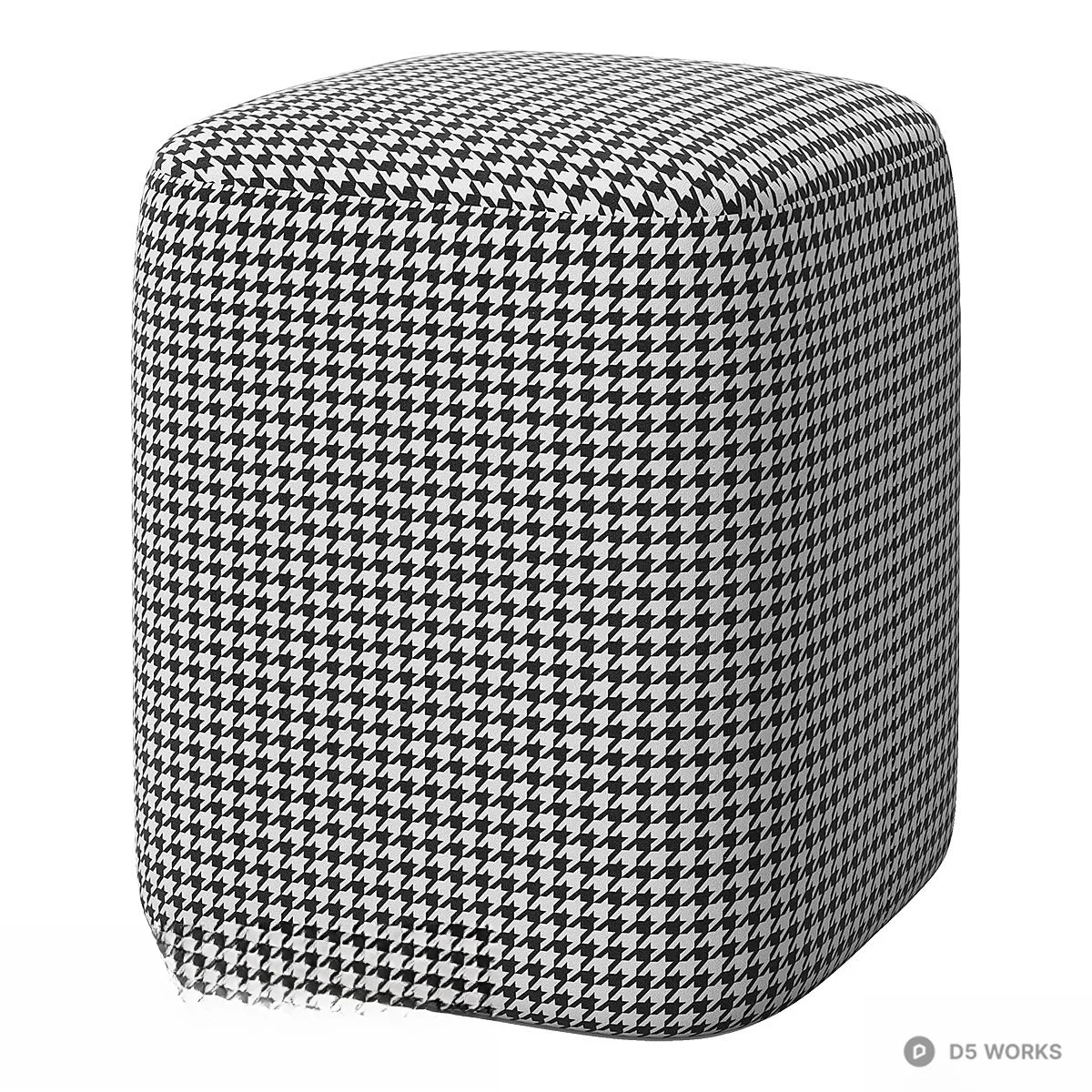 Houndstooth Pattern Fabric Stool 3d model - Image 1