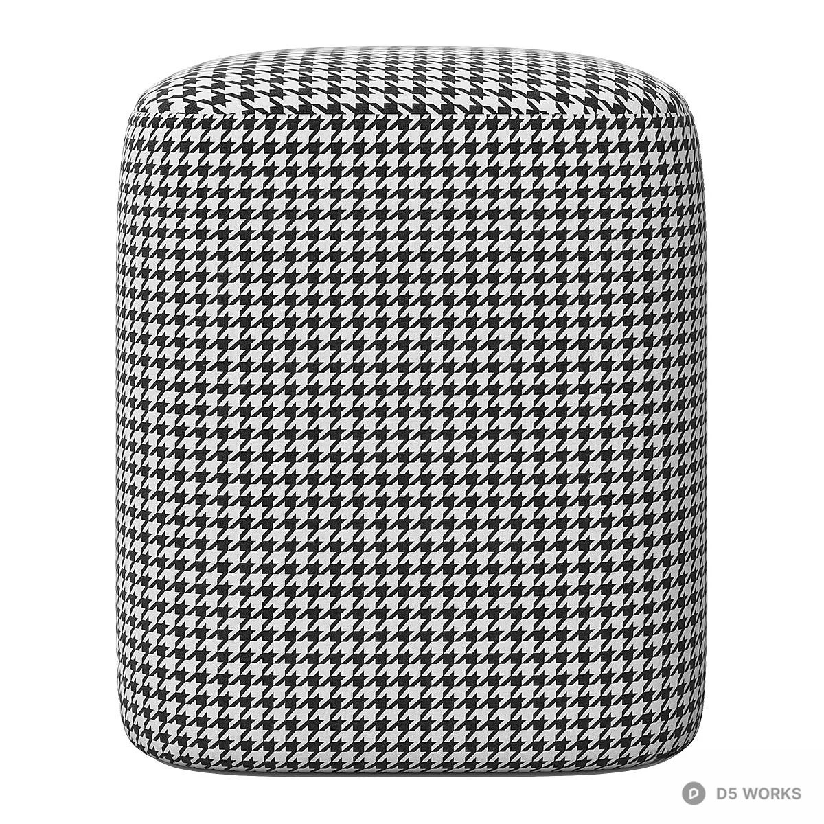 Houndstooth Pattern Fabric Stool 3d model thumbnail 2