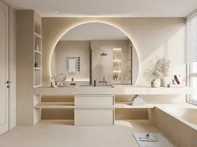 Modern Minimalist Bathroom with Serene Ambiance 3d model