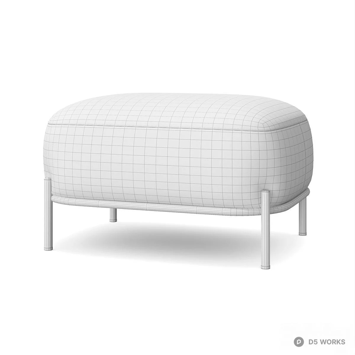 Velvet Upholstered Stool With Metal Frame 3d model thumbnail 2
