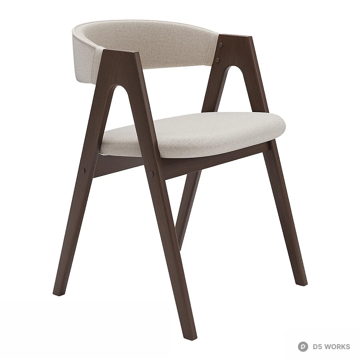 Curved Solid Wood Leisure Chair 3d model thumbnail 4