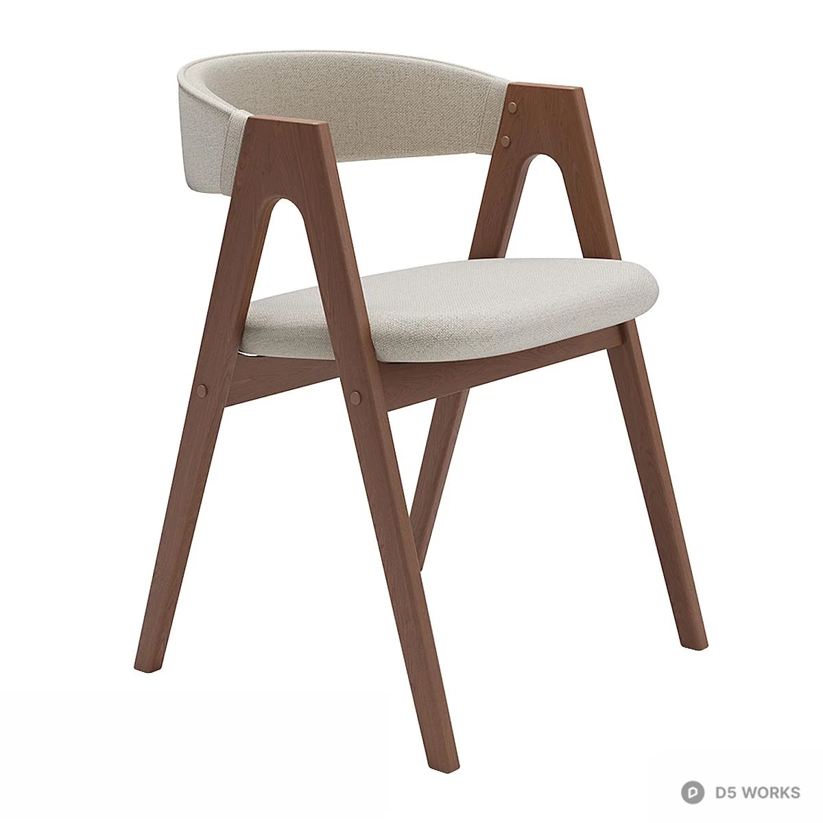Curved Solid Wood Leisure Chair 3d model thumbnail 5