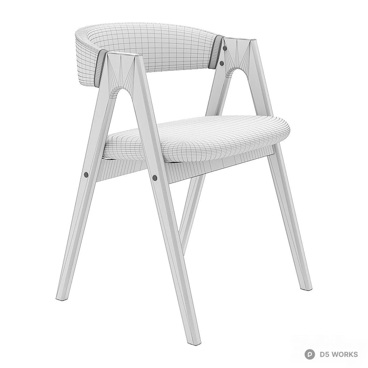 Curved Solid Wood Leisure Chair 3d model thumbnail 7