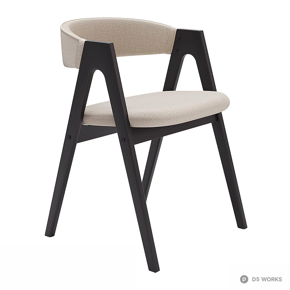 Curved Solid Wood Leisure Chair 3d model thumbnail 3