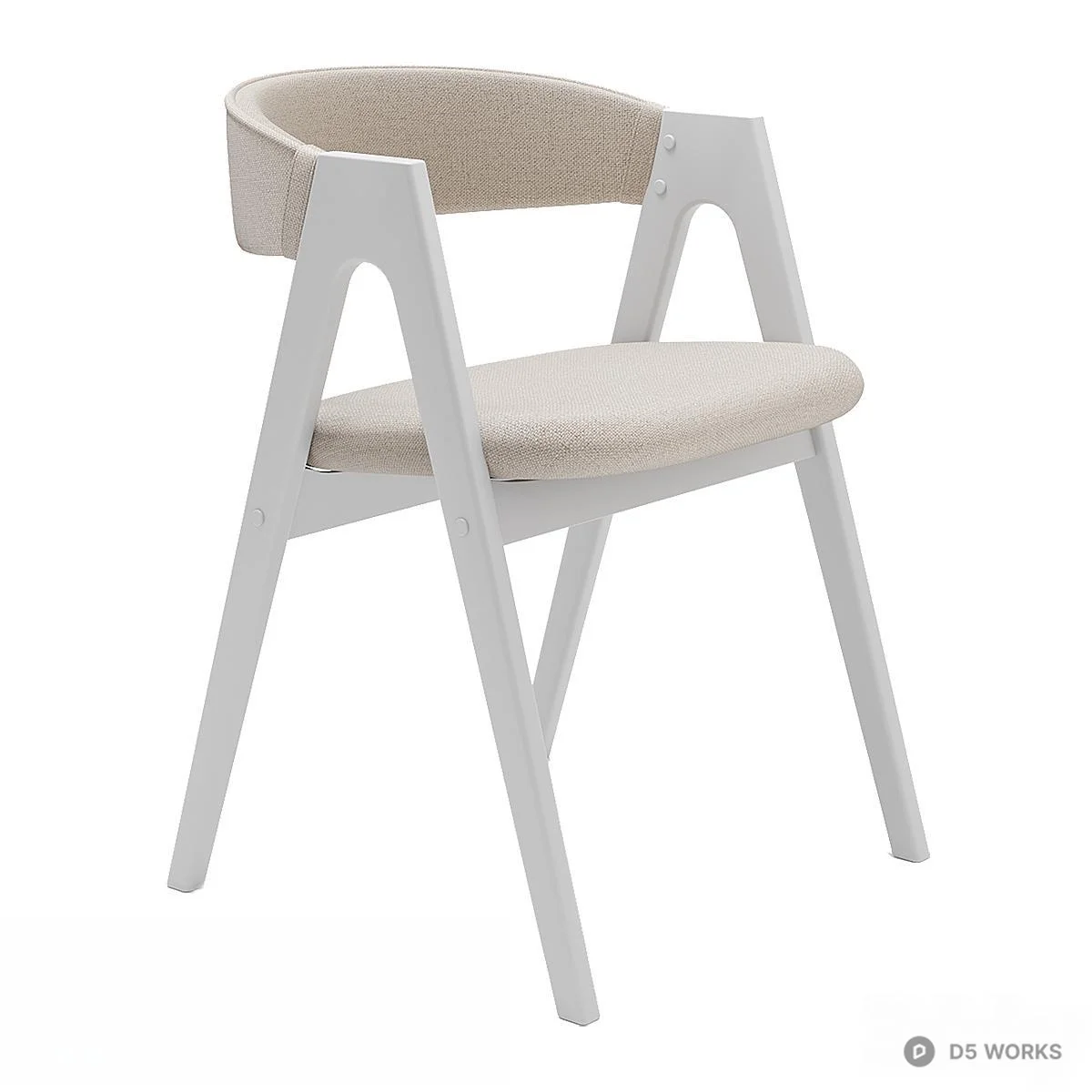 Curved Solid Wood Leisure Chair 3d model thumbnail 6