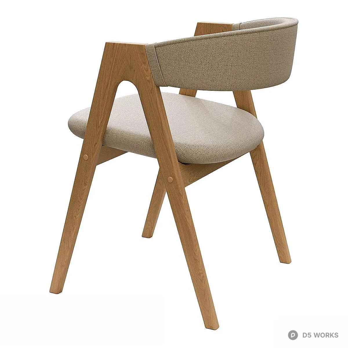 Curved Solid Wood Leisure Chair 3d model thumbnail 2
